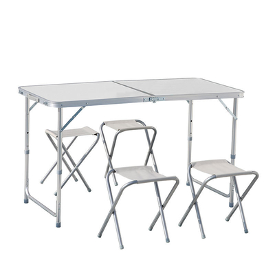 Tabla que acampa al aire libre plegable de aluminio de la tabla y de los taburetes de la barra de 3 posiciones y 4 sillas